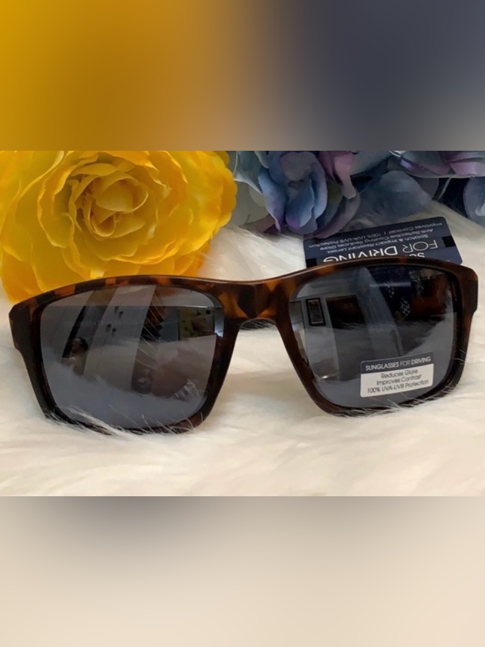 Matte Brown & Clear Brown Pattern Square Sunglasses NEW!